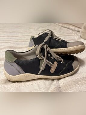 Remonte Leather Comfort Sneakers EU 38 Side Zip Lace-Up Walking Shoes
